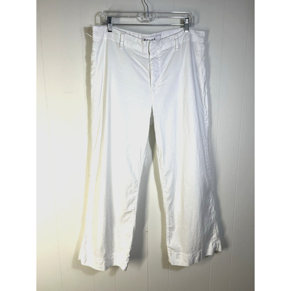Frank & Eileen Wexford Wide Leg Italian Performance Linen Pant Size 12 White USA - Picture 1 of 11